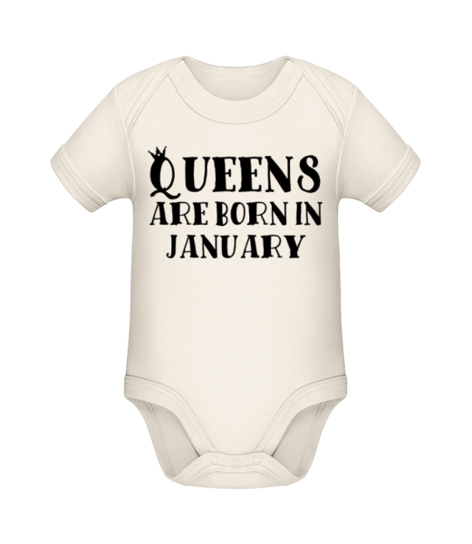 Queens Are Born In January - Baby Bio Strampler - Creme - Vorne
