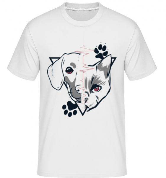 Cat And Dog - Shirtinator Männer T-Shirt - Weiß - Vorne
