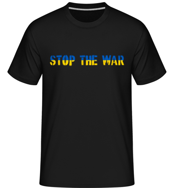 Stop The War Ukraine Flag -  Shirtinator Men's T-Shirt - Black - Front