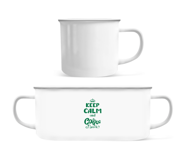 Keep Calm And Coffee Break - Enamel-cup - White - Front