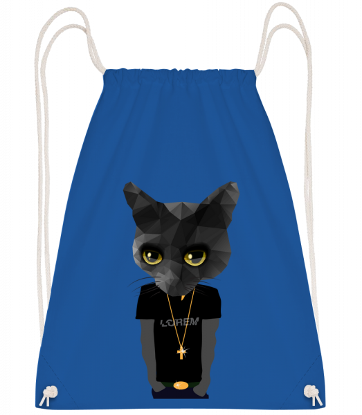 Polygon Gangsta Cat - Drawstring Backpack - Royal blue - Vorn