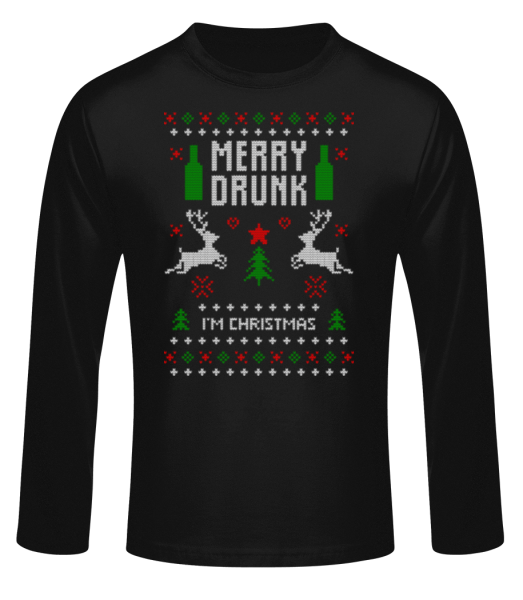 Merry Drunk I Am  Christmas - Men's Basic Longsleeve - Black - Front
