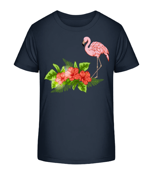 Flamingo In Paradise - Kinder Bio T-Shirt Stanley Stella - Marine - Vorne