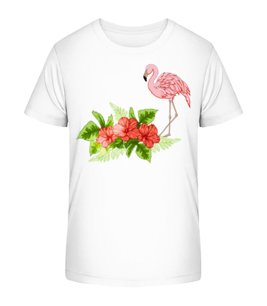 Flamingo In Paradise - Kid's Bio T-Shirt Stanley Stella - White - Front