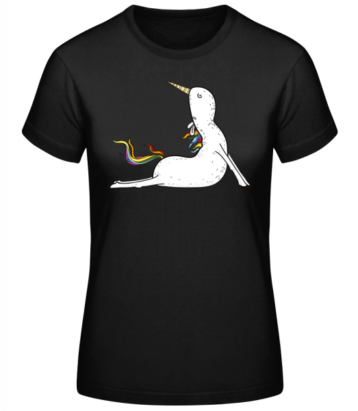 Yoga Einhorn Beten - Basic T-Shirt - Schwarz - Vorn