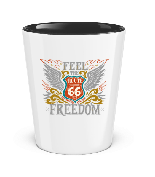 Feel the Freedom - Two-Toned Shot Glass - White / Black - Front