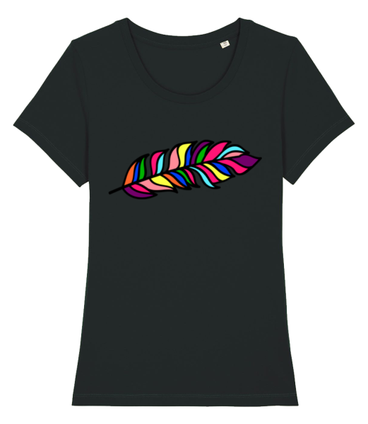 Feather Sign Rainbow - Frauen Bio T-Shirt Stanley Stella - Schwarz - Vorne