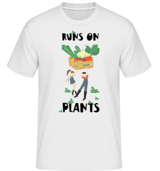 Runs On Plants -  Shirtinator Men's T-Shirt - White - Front