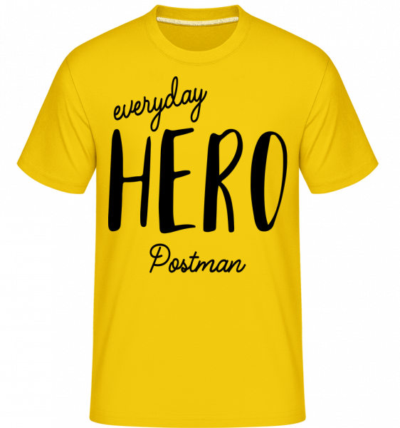 Everyday Hero Postman - Shirtinator Männer T-Shirt - Goldgelb - Vorn