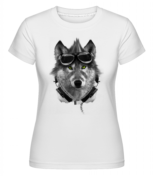 Biker Wolf -  Shirtinator Women's T-Shirt - White - Vorn