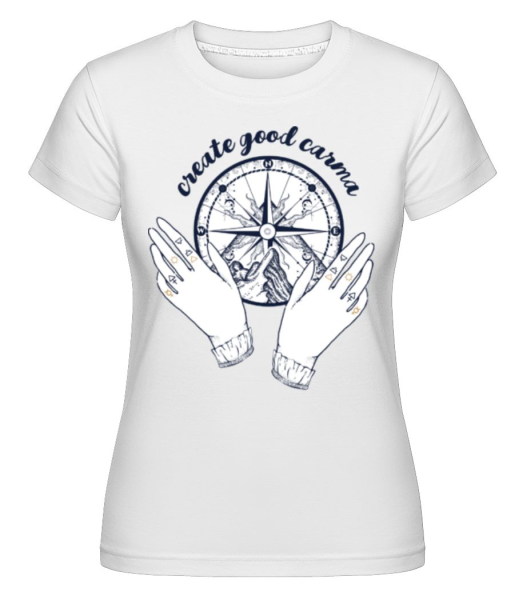 Create Good Carma -  Shirtinator Women's T-Shirt - White - Front