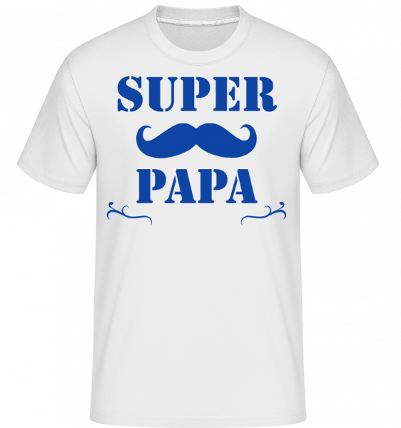Super Papa - Moustache -  Shirtinator Men's T-Shirt - White - Front