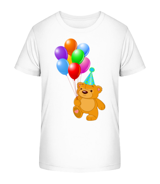 Bear with Balloons - Kid's Bio T-Shirt Stanley Stella - White - Front