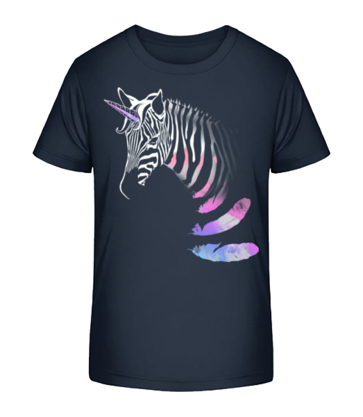Unicorn Zebra - Kid's Bio T-Shirt Stanley Stella - Navy - Front