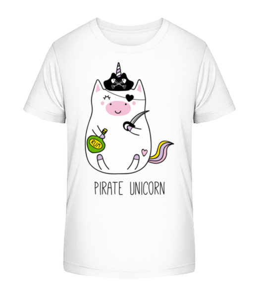 Pirate Unicorn - Kinder Bio T-Shirt Stanley Stella - Weiß - Vorne