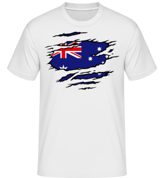 Ripped Flag Australia - Shirtinator Männer T-Shirt - Weiß - Vorne