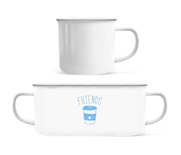 Friends Coffee - Emaille-Tasse - Weiß - Vorne