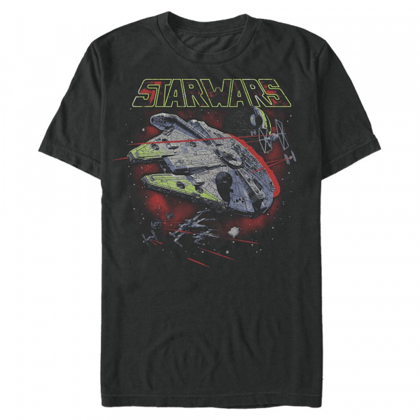 Star Wars - Millennium Falcon Star Fight - Männer T-Shirt - Schwarz - Vorne