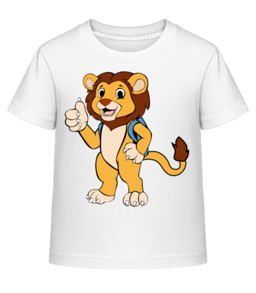 Süßer Löwe mit Rucksack - Kinder Shirtinator T-Shirt - Weiß - Vorne