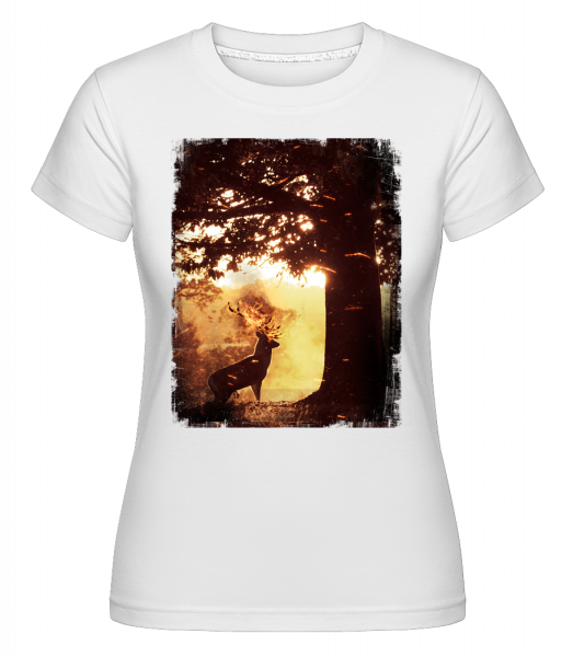 Sonnen Hirsch - Shirtinator Frauen T-Shirt - Weiß - Vorn