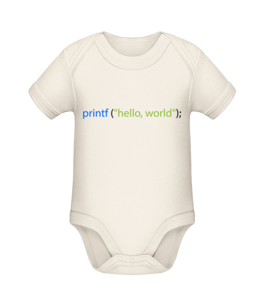 Printf Hello Word - Baby Bio Strampler - Creme - Vorne