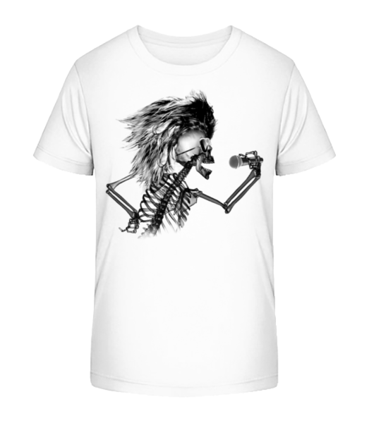 Singing Skeleton - Kid's Bio T-Shirt Stanley Stella - White - Front