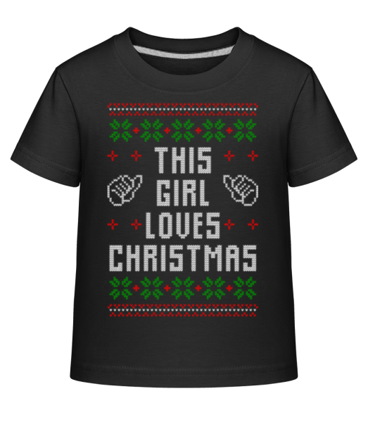 This Girl Loves Christmas - Kid's Shirtinator T-Shirt - Black - Front