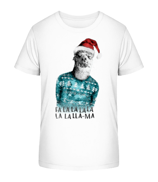 Weihnachts Lama - Kinder Bio T-Shirt Stanley Stella - Weiß - Vorne