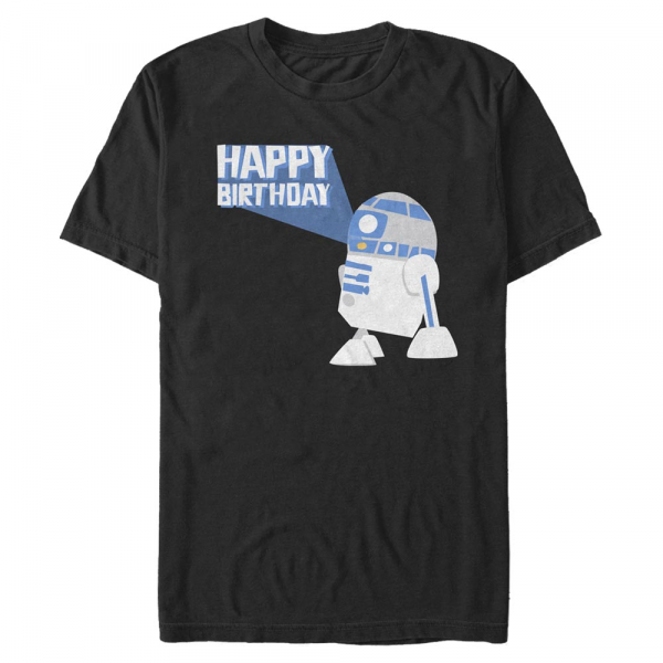 Star Wars - R2-D2 R2D2 Happy B Day - Geburtstag - Männer T-Shirt - Schwarz - Vorne