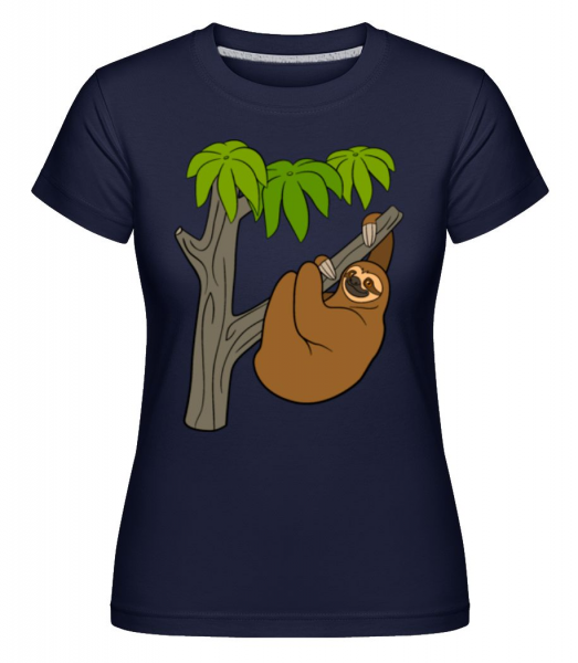 Sloth On The Tree -  Shirtinator Women's T-Shirt - Navy - Front