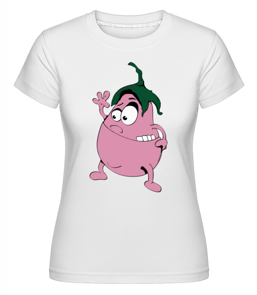 Crazy Eggplant -  Shirtinator Women's T-Shirt - White - Vorn