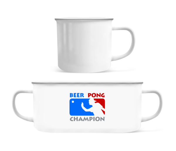 Beer Pong Champion - Emaille-Tasse - Weiß - Vorne
