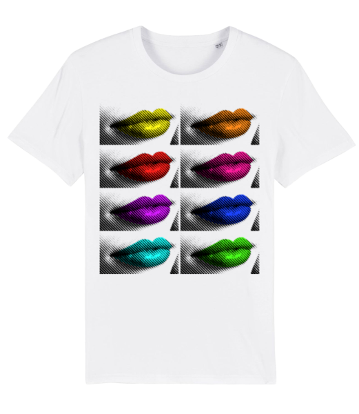 Regenbogen Lippen - Männer Bio T-Shirt Stanley Stella - Weiß - Vorne