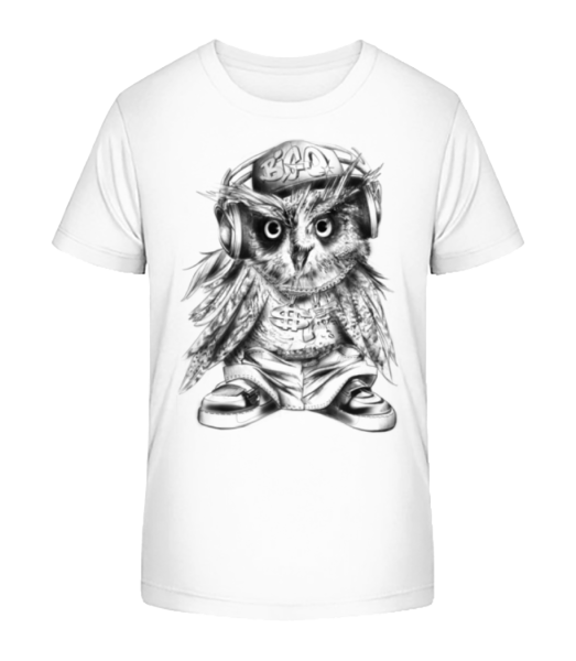 Hip Hop Owl - Kid's Bio T-Shirt Stanley Stella - White - Front