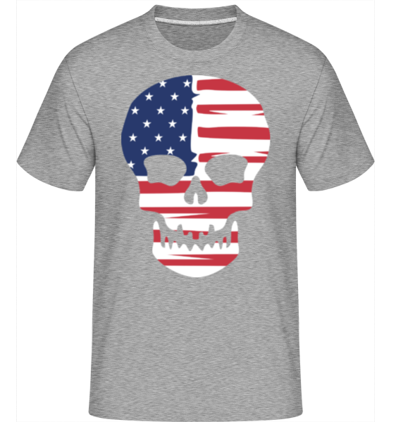 American Skull - Shirtinator Männer T-Shirt - Grau meliert - Vorne