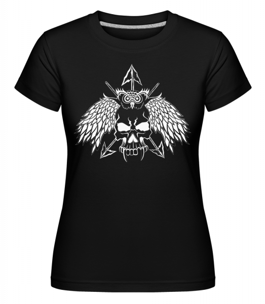 Owls Skull Tattoo -  Shirtinator Women's T-Shirt - Black - Vorn