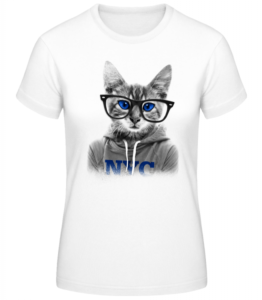 Cat NCY - Frauen Basic T-Shirt - Weiß - Vorn