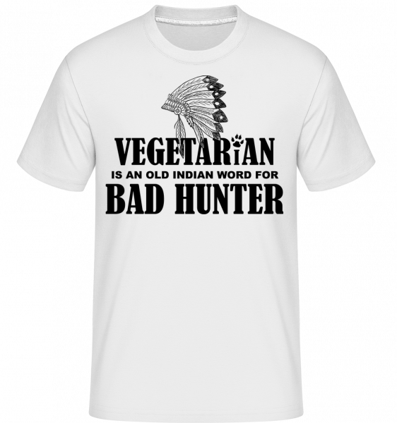 Vegetarian Bad Hunter -  Shirtinator Men's T-Shirt - White - Front