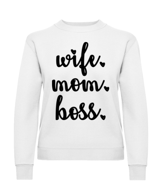 Motiv Wife Mom Boss - Frauen Pullover - Weiß - Vorne