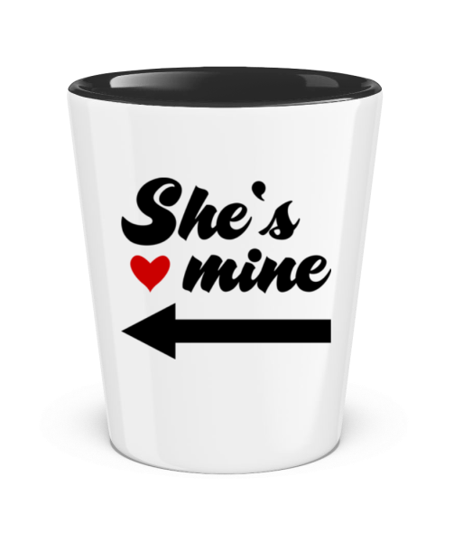 She Is Mine - Two-Toned Shot Glass - White / Black - Front
