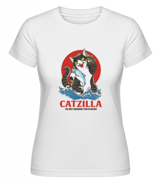 Catzilla - Shirtinator Frauen T-Shirt - Weiß - Vorne