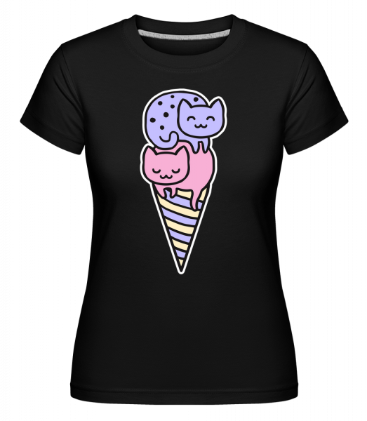 Katzen Eis - Shirtinator Frauen T-Shirt - Schwarz - Vorn