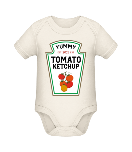 Baby Yummy Tomato Ketchup 2023 - Baby Bio Strampler - Creme - Vorne