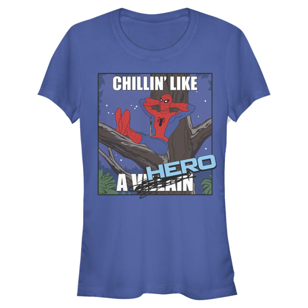 Marvel - Spider-Man - Spider-Man Chillin Hero - Frauen T-Shirt - Royalblau - Vorne