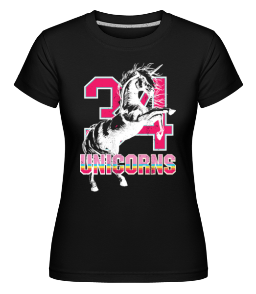 34 Unicorns -  Shirtinator Women's T-Shirt - Black - Front