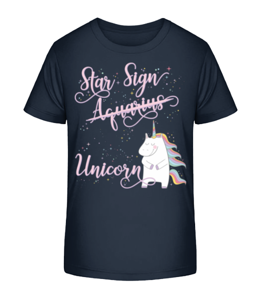 Star Sign Unicorn Aquarius - Kid's Bio T-Shirt Stanley Stella - Navy - Front