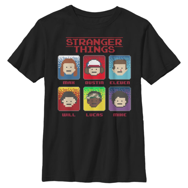 Netflix - Stranger Things - Skupina 8 Bit Stranger - Kinder T-Shirt - Schwarz - Vorne