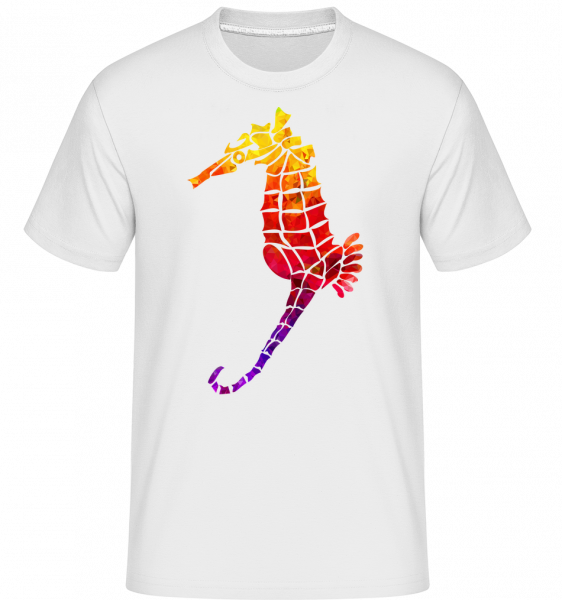 Regenbogen Seepferd - Shirtinator Männer T-Shirt - Weiß - Vorn