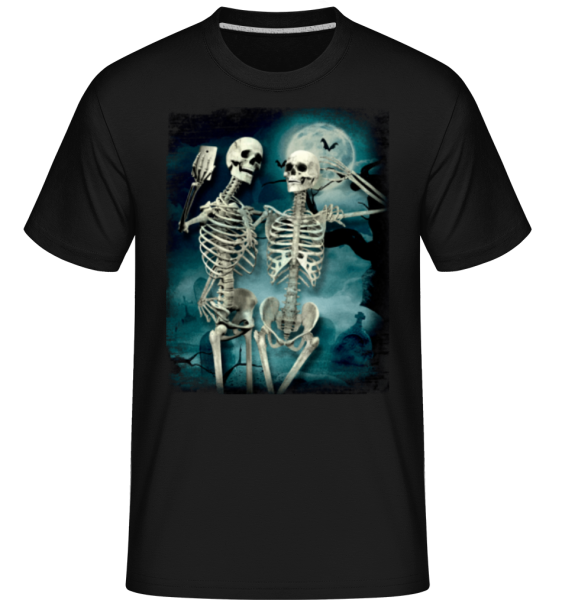 Skelett Selfie - Shirtinator Männer T-Shirt - Schwarz - Vorne