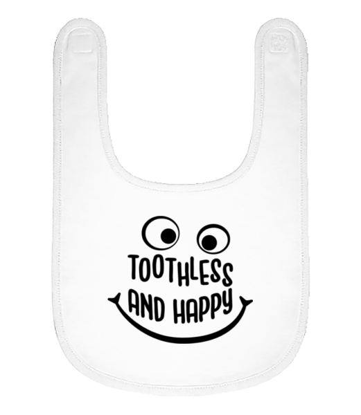 Toothless And Happy - Organic Baby Bib - White - Front